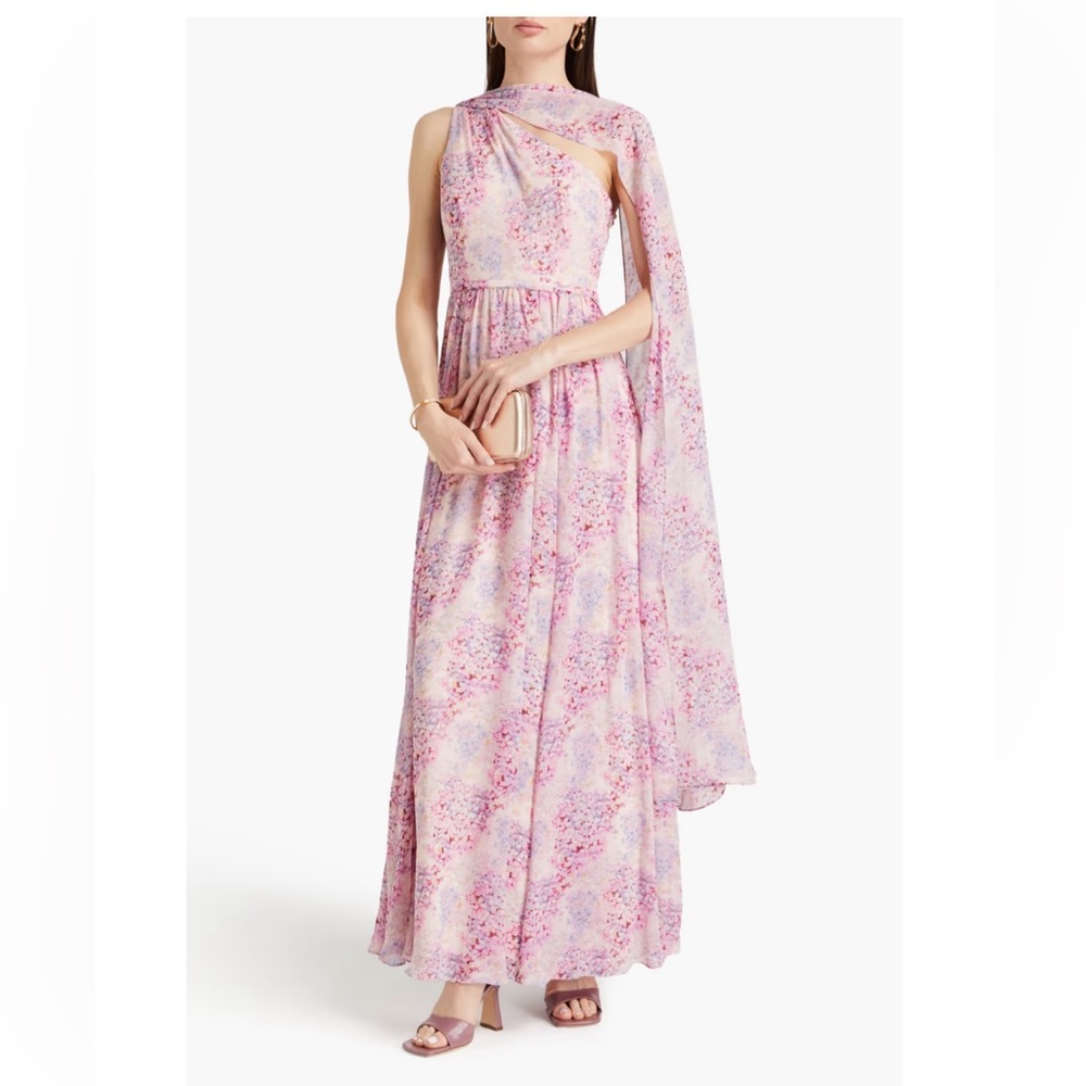 Mikael Aghal Foral Chiffon Maxi Dress - size 4 - NWT!